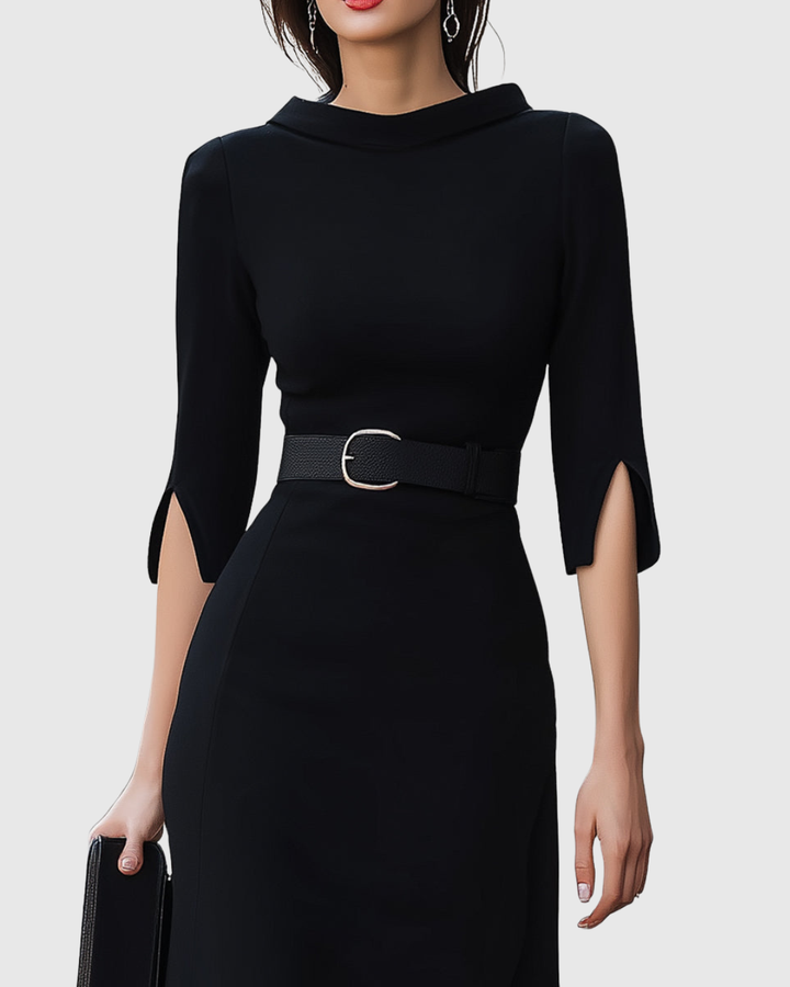 Blythewyn | Classic Black Midi Dress