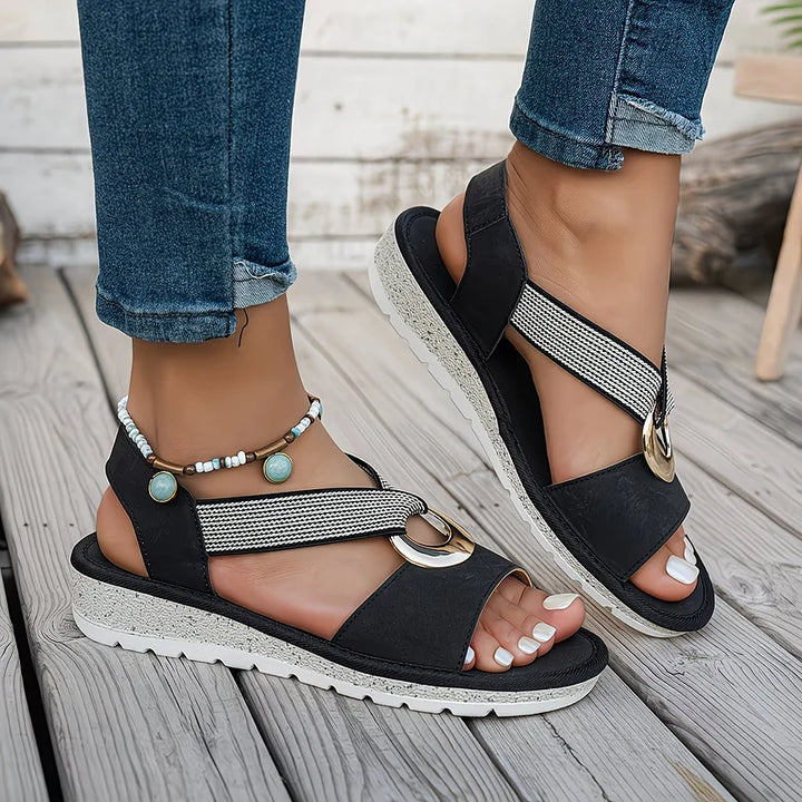 Stella | Flat Sandals With Metal Buckle