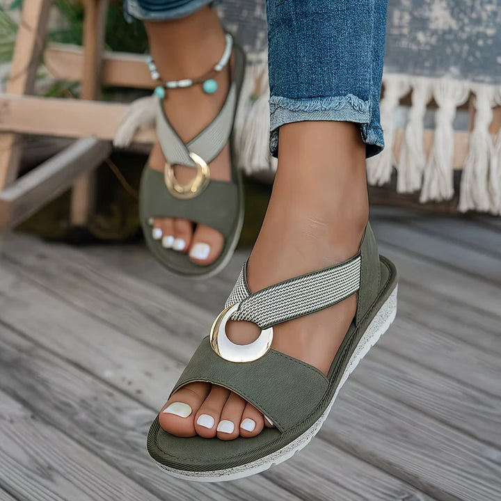 Stella | Flat Sandals With Metal Buckle