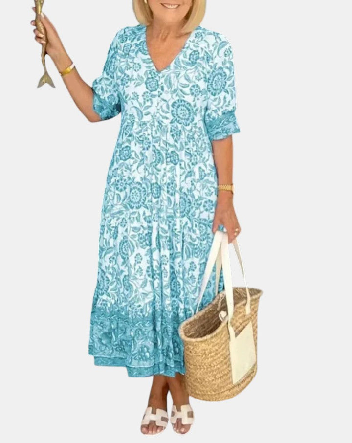 Aria | Elegant Floral Dress with V-Neck